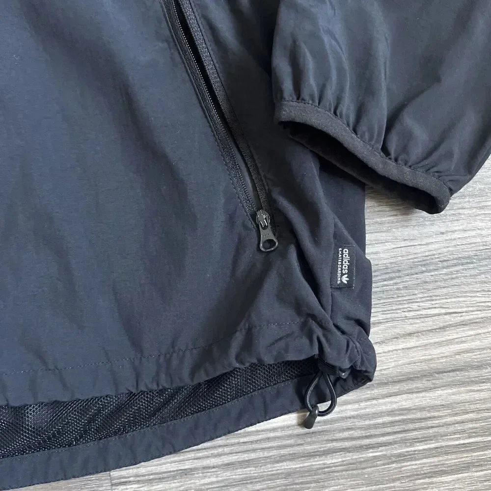 Adidas Dekum Packable Hooded Windbreaker Jacket Black‎ Size Small
